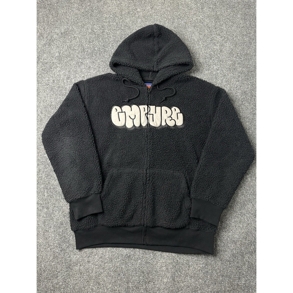 Mens Sherpa Empyre Black Full Zip Hoodie Fleece Lined, Size L